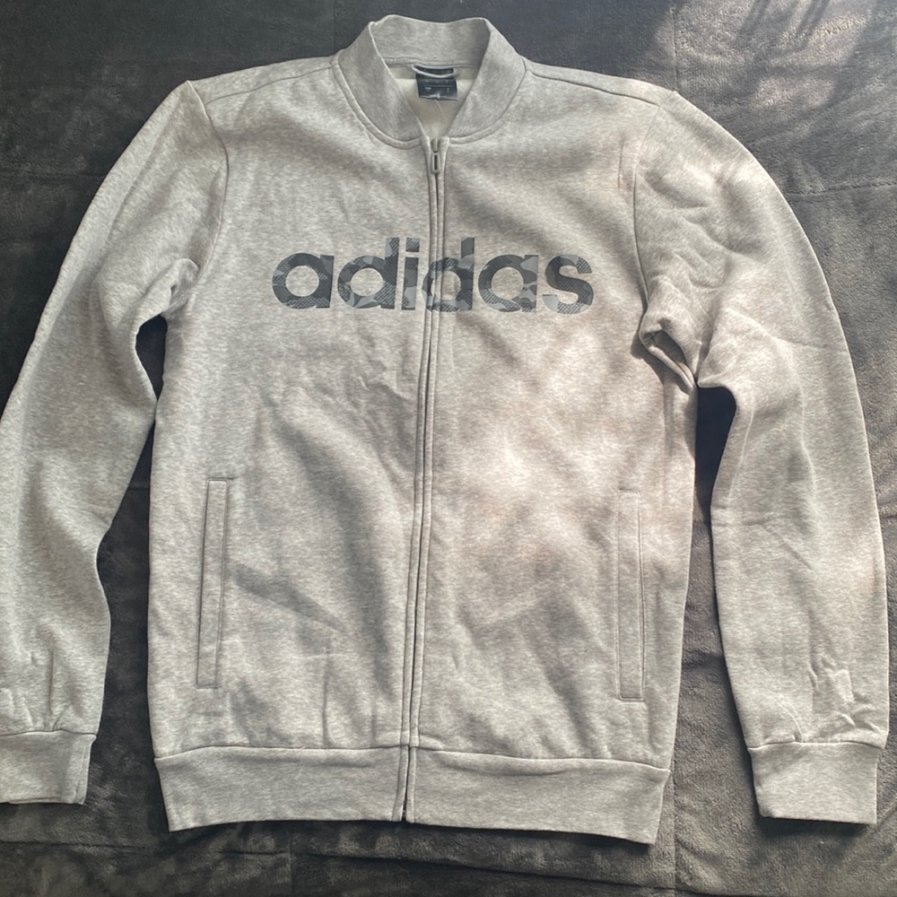 Adidas zip up camo logo jacket lightweight size Small